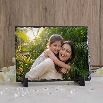 Customized Rectangular Photo Stone Frame Printing in Burdwan | Personalized Rock Slate Gift