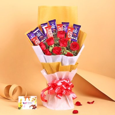 Symphony of Chocolate with Roses Bouquet – Premium Gift Delivery in Burdwan